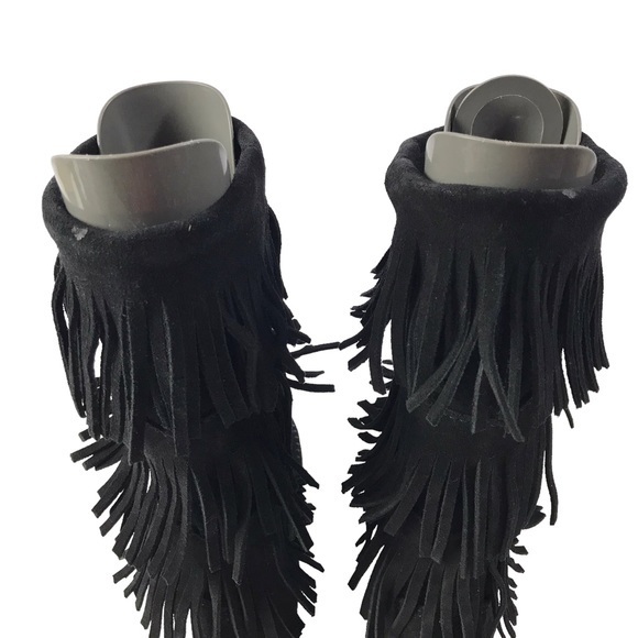 Minnetonka 3 Layer Fringe Moccasin Boot Womens Size 8 Suede Boho Western 1639 - Picture 7 of 11